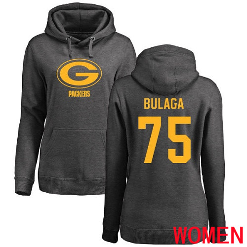 Green Bay Packers Ash Women 75 Bulaga Bryan One Color Nike NFL Pullover Hoodie Sweatshirts